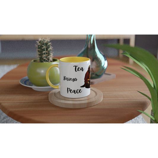 Tea Brings Peace, 11oz Ceramic Mug: color options